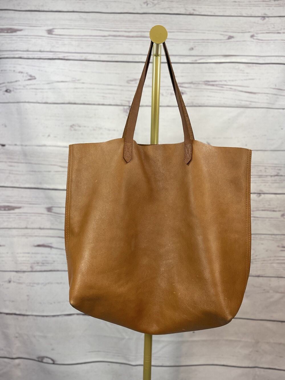 MADEWELL The Transport Large Tote Bag English Saddle Brown Leather Shopper Tote